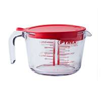 Pyrex Messbecher Glas 1l aus Borosilikatglas mit Henkel und Deckel Pyrex Messbecher Glas 1l aus Borosilikatglas mit Henkel und Deckel