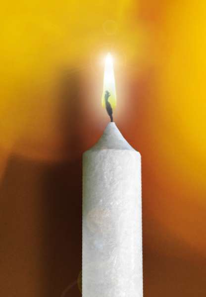 Stearin Stabkerze 4er Set, elfenbein