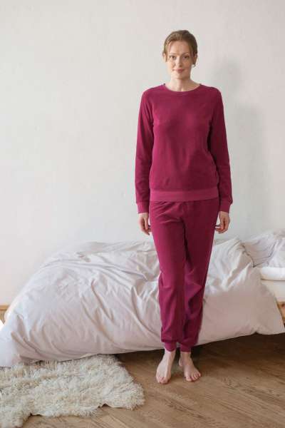 Frottee Schlafanzug Damen aus 100% weicher Bio Baumwolle