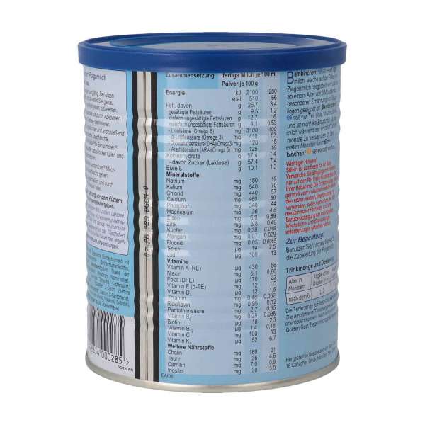 Säuglingsmilchnahrung Bambinchen 2 mit bekömmlicher Ziegenmilch