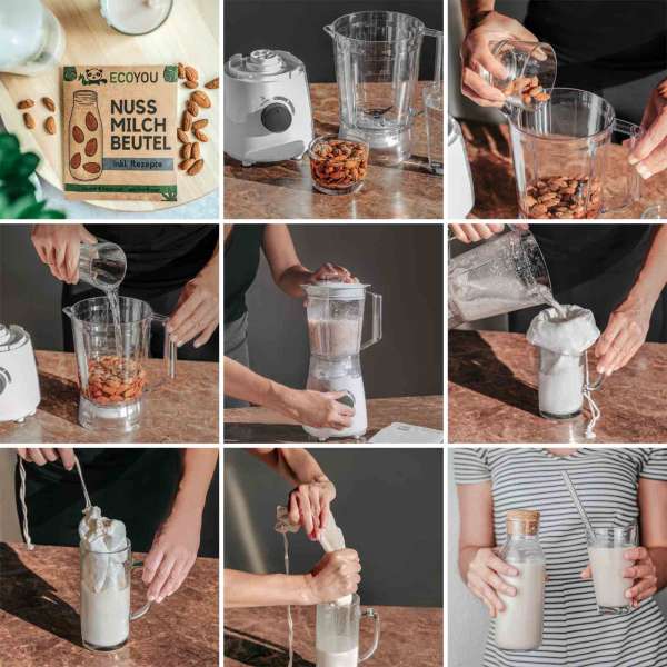 EcoYou Nussmilchbeutel - zum Nuss- & Mandelmilch selbst herstellen