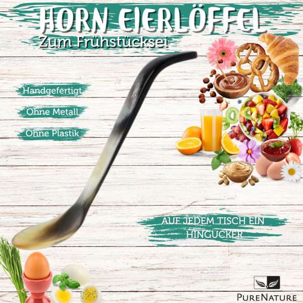 Horn Eierlöffel zum Frühstücksei, geschwungen