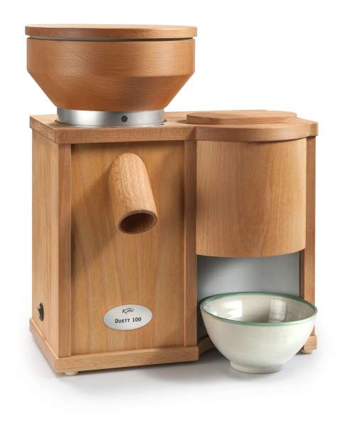 Komo Getreidemühle + Flocker Duett 100 als Kombimühle in Buche Komo Getreidemühle + Flocker Duett 100 als Kombimühle in Buche