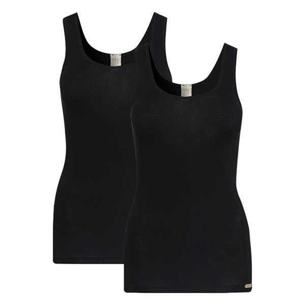Comazo Feinripp Unterhemd Damen - 2er Pack in schwarz Comazo Feinripp Unterhemd Damen - 2er Pack in schwarz