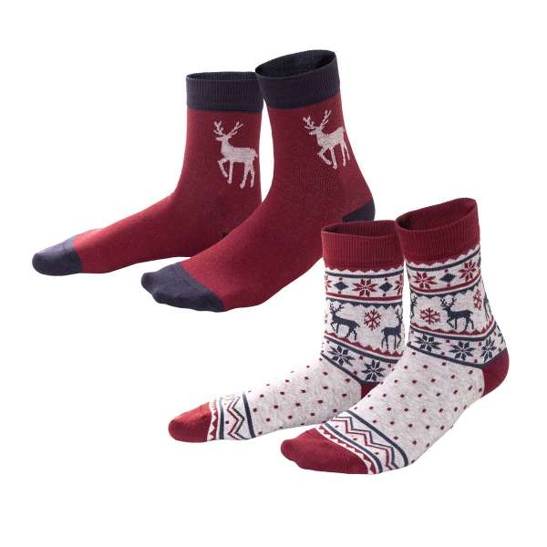 Unisex-Socken 2er-Pack: warme Füße, winterliche Sockenmotive Unisex-Socken 2er-Pack: warme Füße, winterliche Sockenmotive