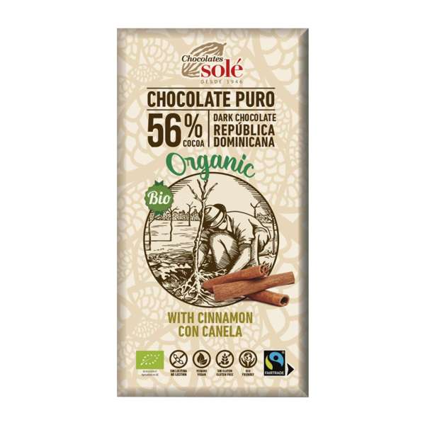 Chocolates Solé vegane Bio-Schokolade mit Zimt Chocolates Solé vegane Bio-Schokolade mit Zimt