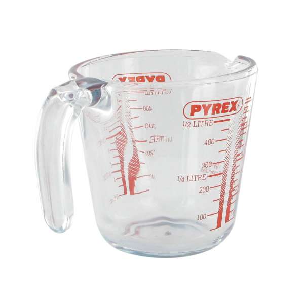 Pyrex Messbecher Glas 500 ml mit Henkel - dickwandig und robust Pyrex Messbecher Glas 500 ml mit Henkel - dickwandig und robust
