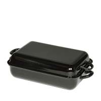 RIESS Bratpfanne mit Deckel Schwarzemaille - 32 x 22 und 37 x 26 cm