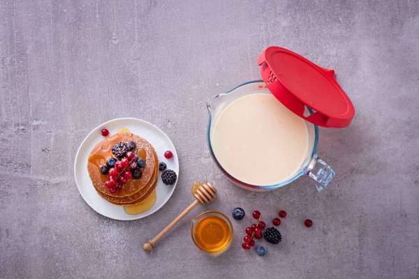Pyrex Messbecher Glas 1l aus Borosilikatglas mit Henkel und Deckel