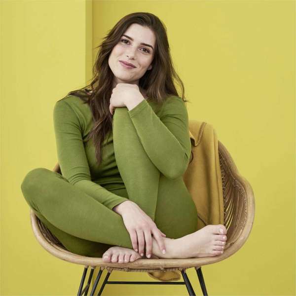 Lange warme Damen-Thermounterhose für kalte Tage, 100 % Bio