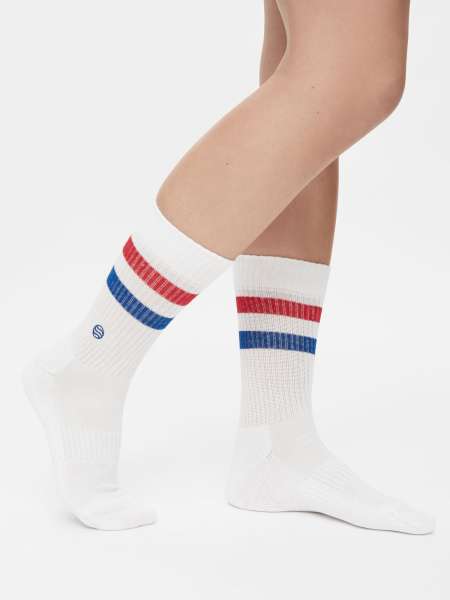 Natural Vibes Crew White Retro-Socken weiß aus Bio-Baumwolle