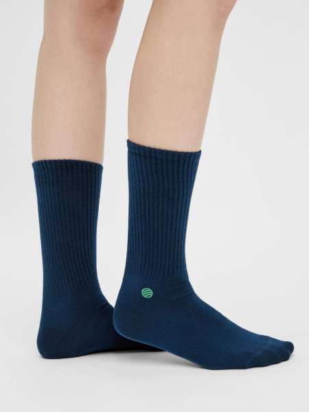 Natural Vibes Basic Navy: dunkelblaue retro Sneaker-Socken