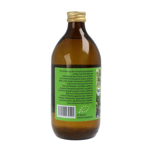 Aloe Vera Saft aus Bio Anbau - 500 ml Glasflasche