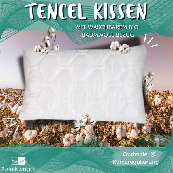 Tencel Kissen mit waschbarem Bio Baumwoll Bezug für Allergiker