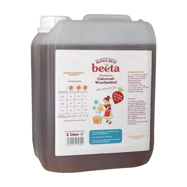 Beeta Flüssigwaschmittel 5-Liter-Kanister - Universalwaschmittel Beeta Flüssigwaschmittel 5-Liter-Kanister - Universalwaschmittel
