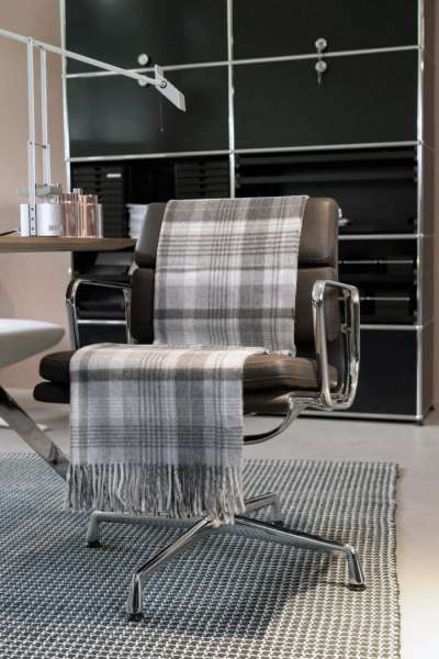 Schurwolle Plaid Fransen-Naturhaardecke – karierte Wolldecke