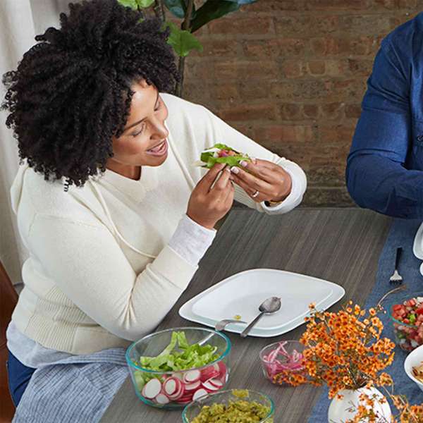 Corelle Glas Geschirr Set weiß - elegantes & langlebiges Design, 12-teilig