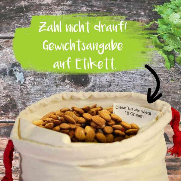 EcoYou Baumwollbeutel mit Kordelzug Set - für Obst, Gemüse & Brot