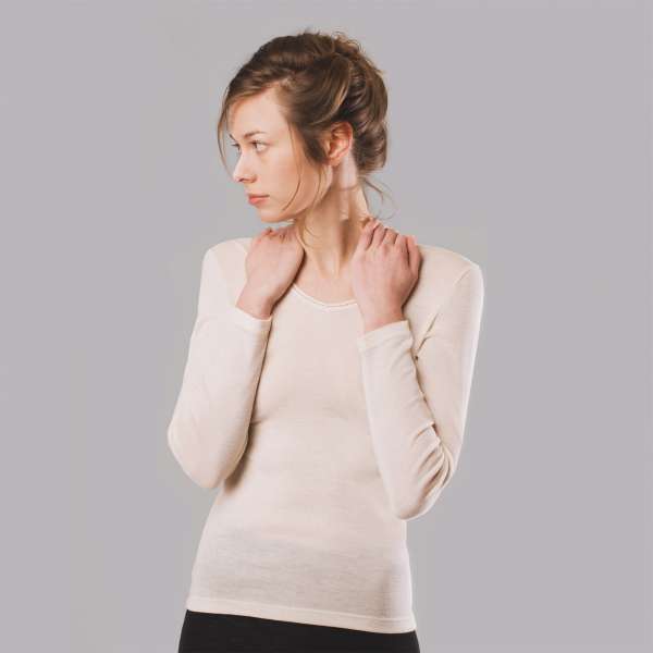 Merino Langarmshirt für Damen mit V Ausschnitt