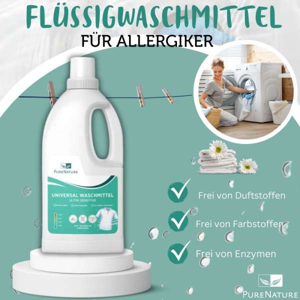Flüssigwaschmittel für Allergiker ohne Duftstoffe & enzymfrei