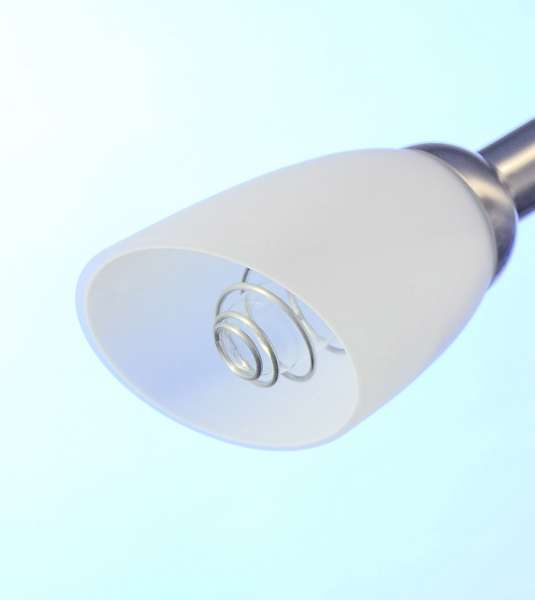 Geschirmte Schreibtischleuchte Edelstahl & handgefertigtes Glas