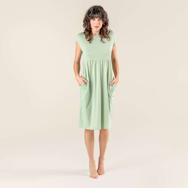 Living Crafts Damen Nachthemd aus 100 % Baumwolle mit Taschen