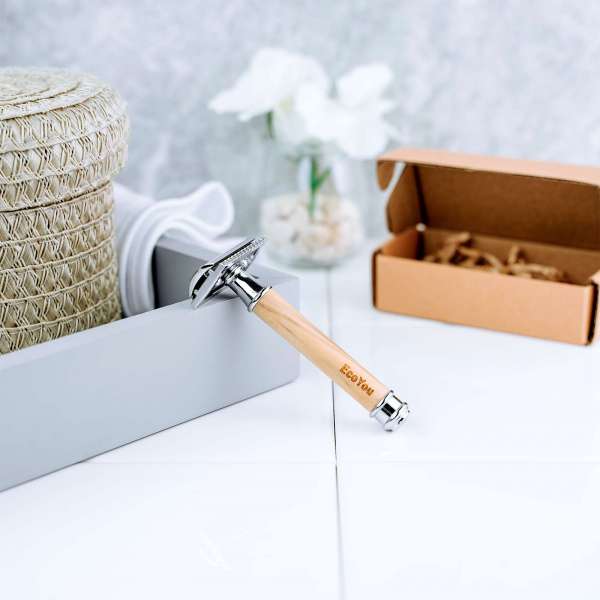 EcoYou Rasierhobel Olivenholz Holzgriff - für plastikfreies Badezimmer