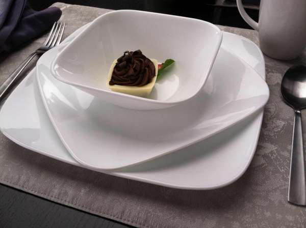 Corelle Glas Geschirr Set weiß - elegantes & langlebiges Design, 12-teilig