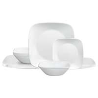 Corelle Glas Geschirr Set weiß - elegantes & langlebiges Design, 12-teilig Corelle Glas Geschirr Set weiß - elegantes & langlebiges Design, 12-teilig