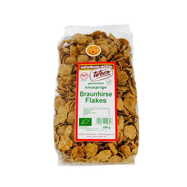 Braunhirse Flakes glutenfrei, besonders knusprig und ungesüßt Braunhirse Flakes glutenfrei, besonders knusprig und ungesüßt
