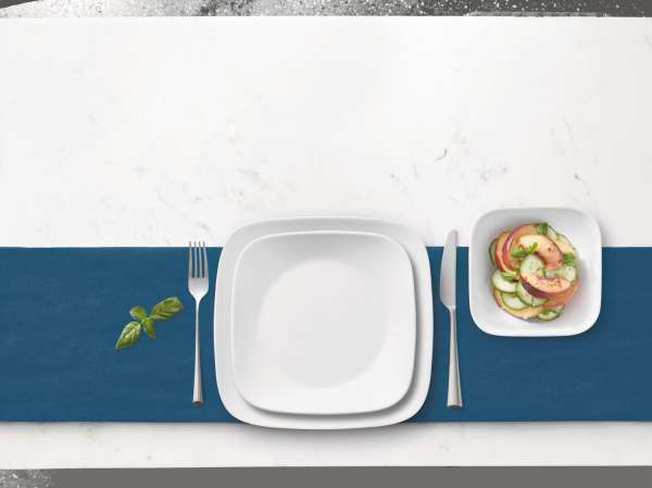 Corelle Glas Geschirr Set weiß - elegantes & langlebiges Design, 12-teilig