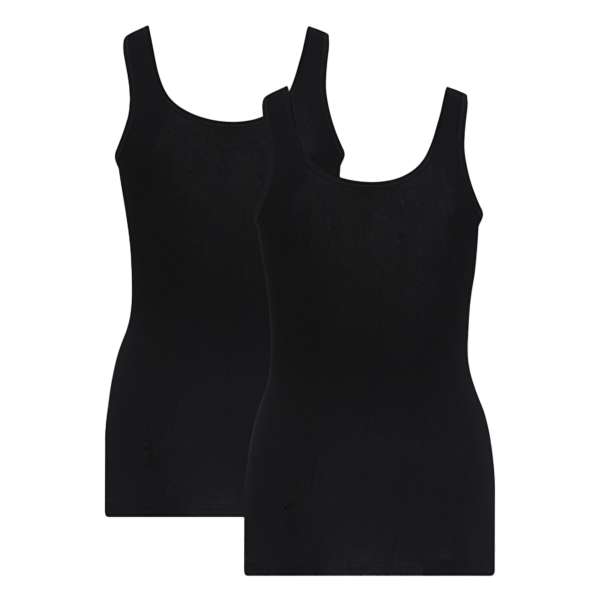 Comazo Feinripp Unterhemd Damen - 2er Pack in schwarz