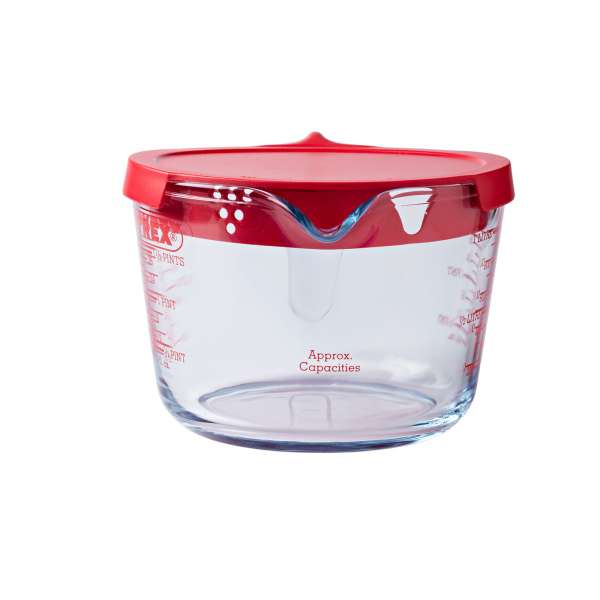 Pyrex Messbecher Glas 1l aus Borosilikatglas mit Henkel und Deckel