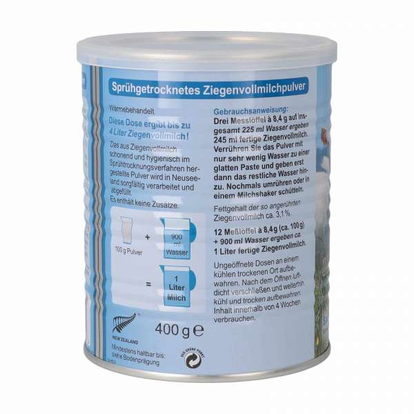 Golden Goat Ziegenmilchpulver ergibt 4 Liter Ziegenmilch