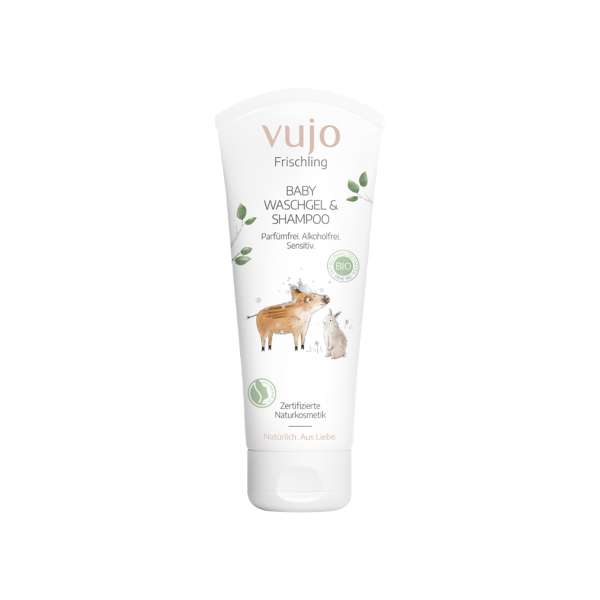 Vujo Baby Waschgel/Shampoo für Neugeborene, DAAB-zertifiziert Vujo Baby Waschgel/Shampoo für Neugeborene, DAAB-zertifiziert