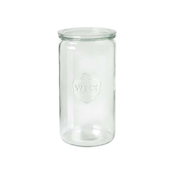 Weck Zylinderglas mit Deckel zum Einkochen von Lebensmitteln Weck Zylinderglas mit Deckel zum Einkochen von Lebensmitteln