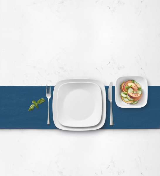 Corelle Glas Geschirr Set weiß - elegantes & langlebiges Design, 12-teilig