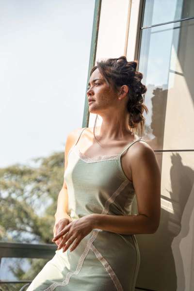 Living Crafts luftiges, grünes Damen-Nachthemd aus Jersey