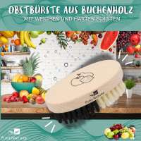 Vorschau: PureNature Obstbürste aus Buchenholz mit weichen und harten Borsten Vorschau: PureNature Obstbürste aus Buchenholz mit weichen und harten Borsten