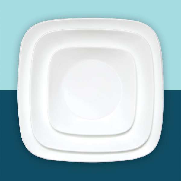 Corelle Glas Geschirr Set weiß - elegantes & langlebiges Design, 12-teilig