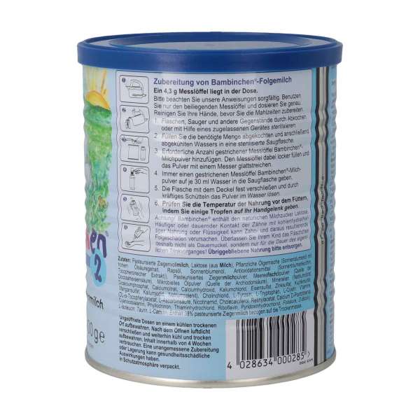 Säuglingsmilchnahrung Bambinchen 2 mit bekömmlicher Ziegenmilch